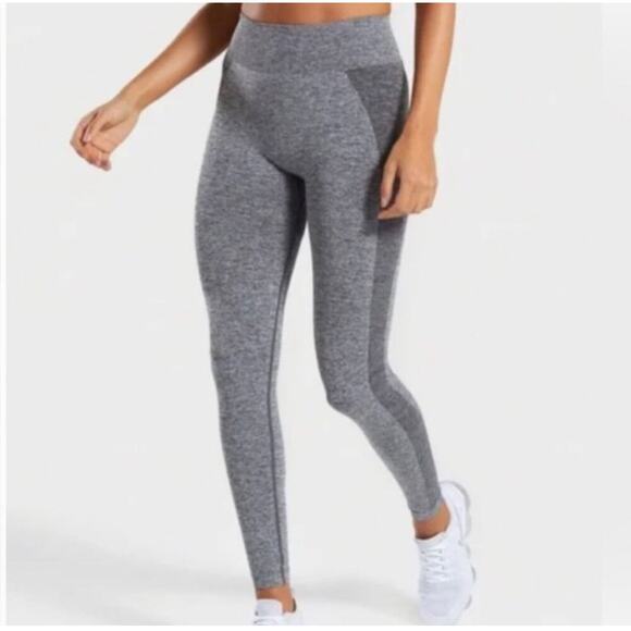 Gymshark seamless leggings heather gray light blue logo - Picture 8 of 9